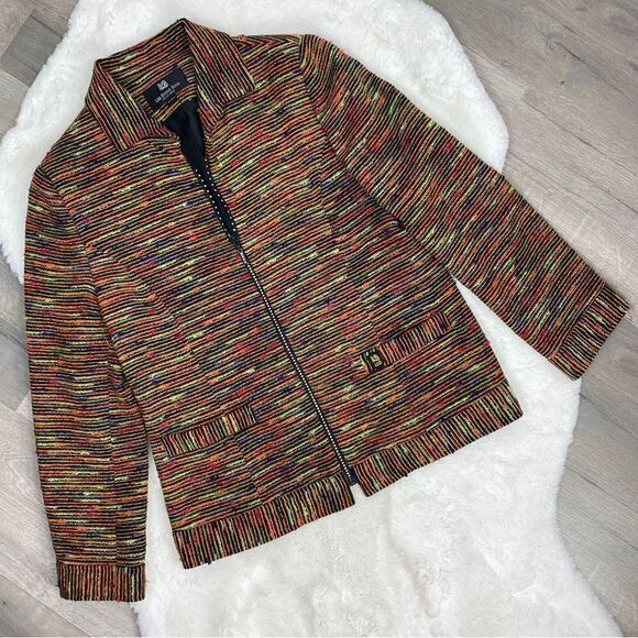 Lee Dong Soo Space Dye Chenille Full Zip Blazer Jacket Yellow Multi Large - Picture 16 of 16